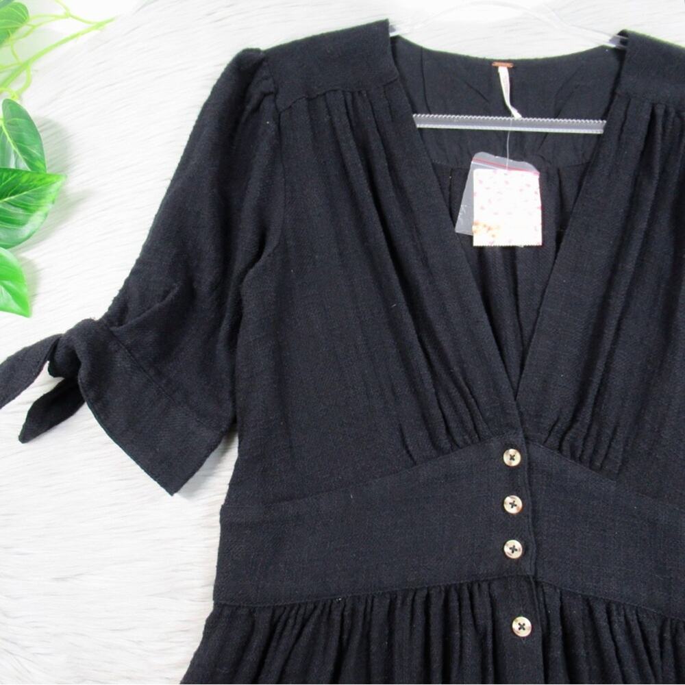 FREE PEOPLE Love of My Life Black Cotton Midi Dress Women's Size Large NEW - Picture 7 of 14